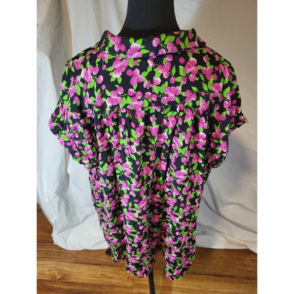 Modcloth Size 2X Raspberry Fruit Novelty Button Up Blouse Shirt - Picture 5 of 6